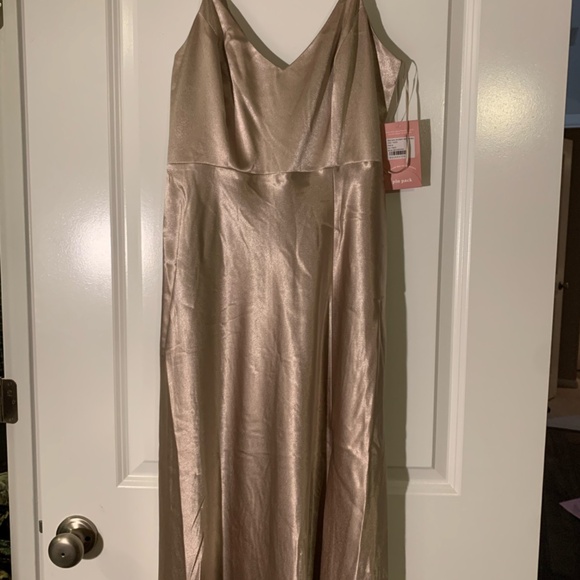 Birdy Grey Jay Shiny Satin Dress - Taupe NWT Small - Picture 2 of 4